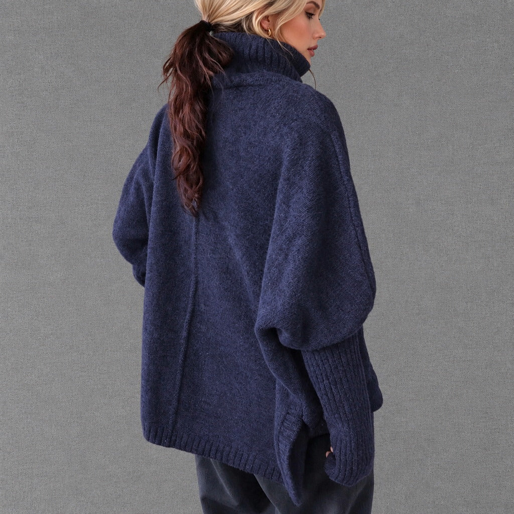Navy Oversized Turtleneck Knit Jumper