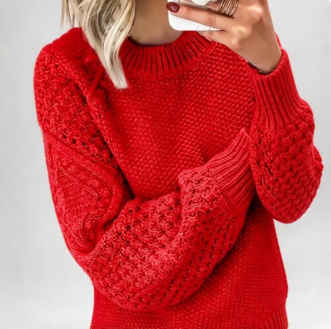 Red Cable Knit Women Jumper