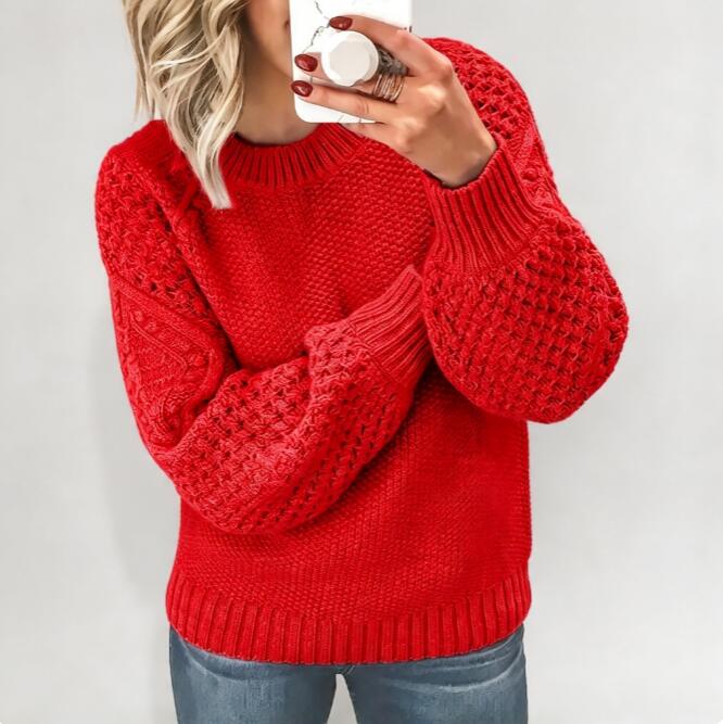 Red Cable Knit Women Jumper