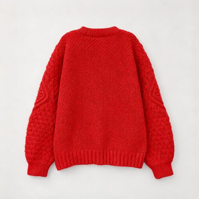 Red Cable Knit Women Jumper