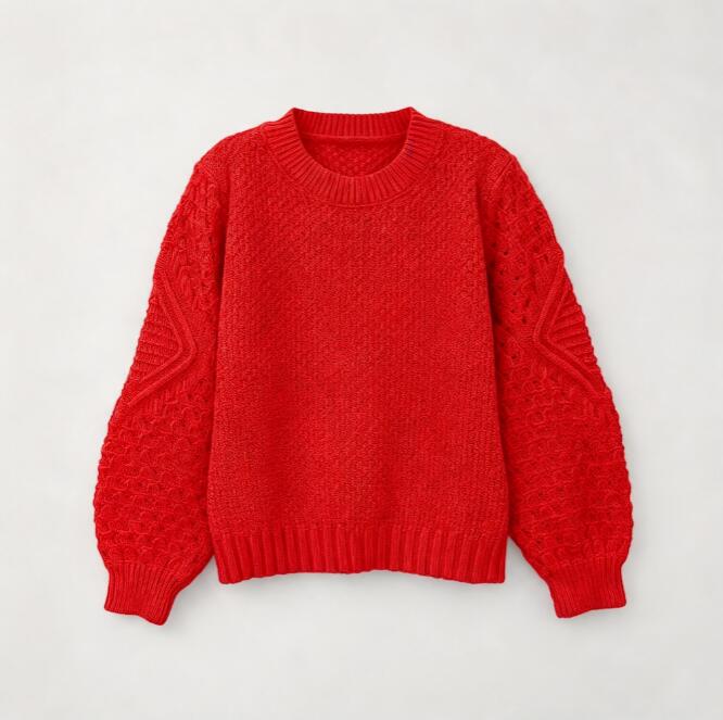 Red Cable Knit Women Jumper