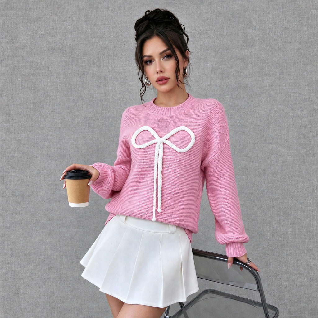 Women’s Pink Bow Oversized Knit Jumper