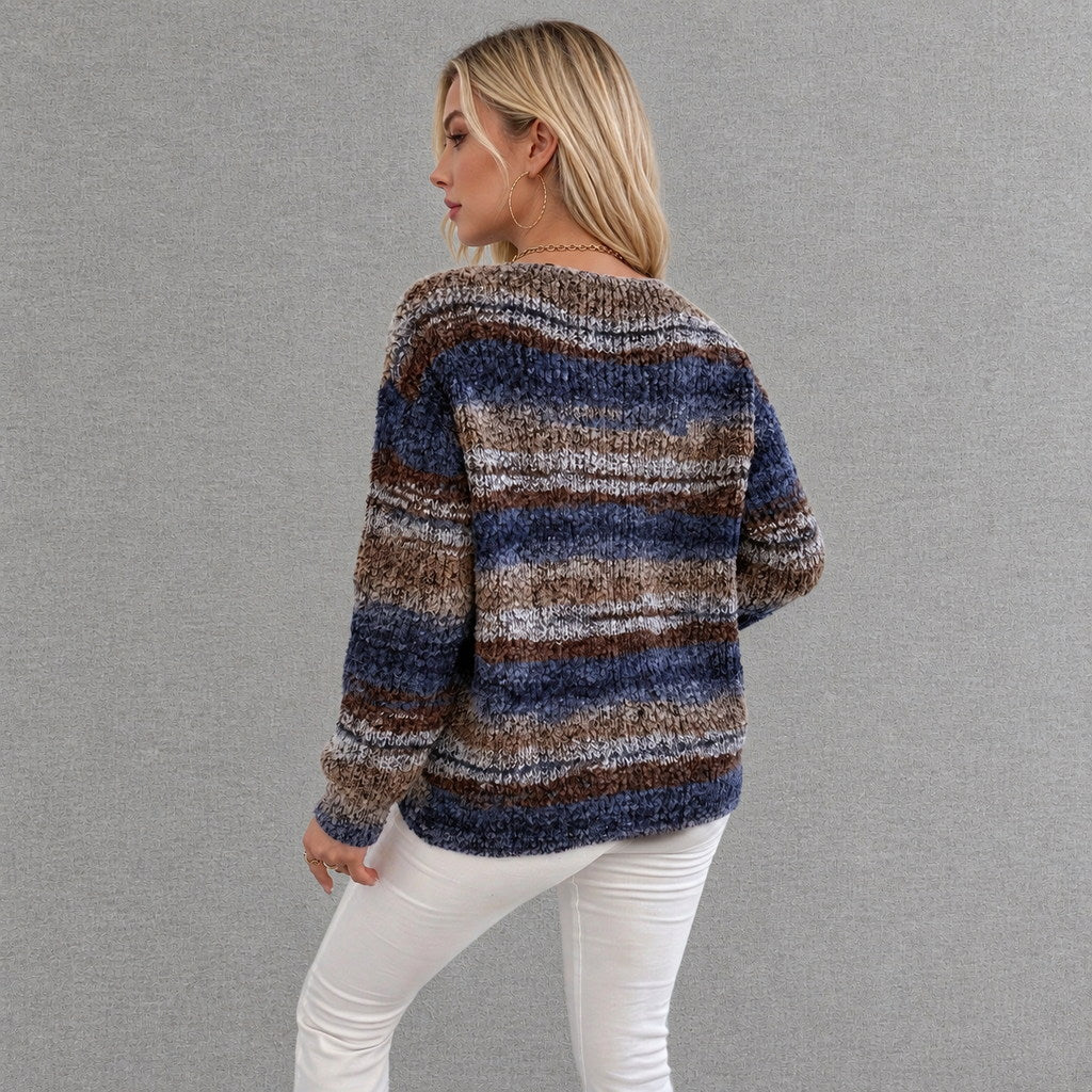 Marled Striped Oversized Knit Jumper